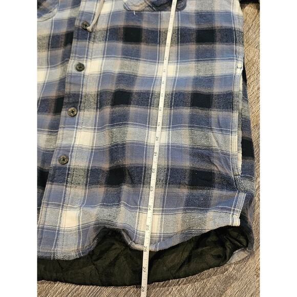 Wrangler Authentics Jacket Shirt Mens Plaid Button Hooded Quilted Lined medium - Picture 4 of 6